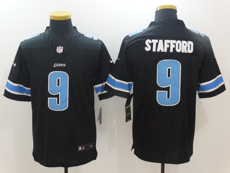 Men's Detroit Lions Matthew Stafford #9 Black Jersey